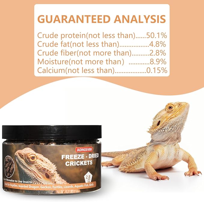 Freeze Dried Crickets – 2.8 Oz High Protein Freeze Dried Crickets, Food for Reptiles, Bearded Dragons, Lizards, Geckos, Birds, Fish,Hedgehogs, Bearded Dragon Food-PurrikoPets