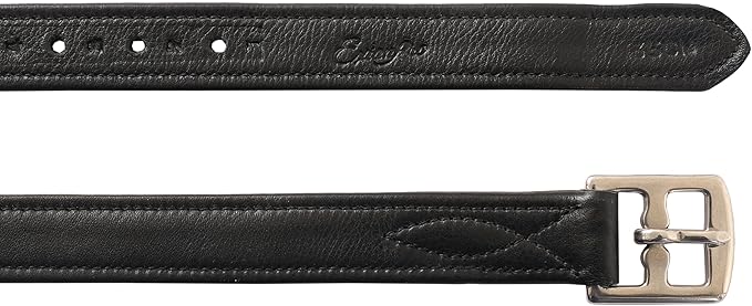 Exion FlexiStrong Stirrup Leathers for English Saddles – 1" Premium Calfskin with Nylon Core – Numbered Holes, Stainless Steel Buckles – Black/Brown – Horse Riding Gear (48"/120cm to 62"/155cm)-PurrikoPets