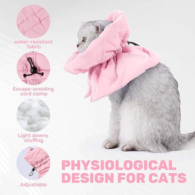 Adjustable Cat Recovery Cone Collar, Lightweight Soft Cat E-Collar Alternative After Spay, Waterproof Comfy Collars to Stop Licking Wound After Surgery, Protective Cone for Kittens/Puppies-PurrikoPets