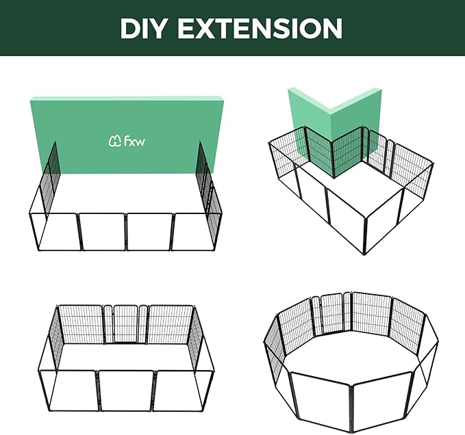 FXW Homeplus Unleashed Indoor Dog Playpen - Stress-Free and Safe Play, Heavy Duty 32 Inch 5 Acrylic Panels + 5 Wire Panels Dog Pen for Small and Medium Dogs, Black│Patented-PurrikoPets