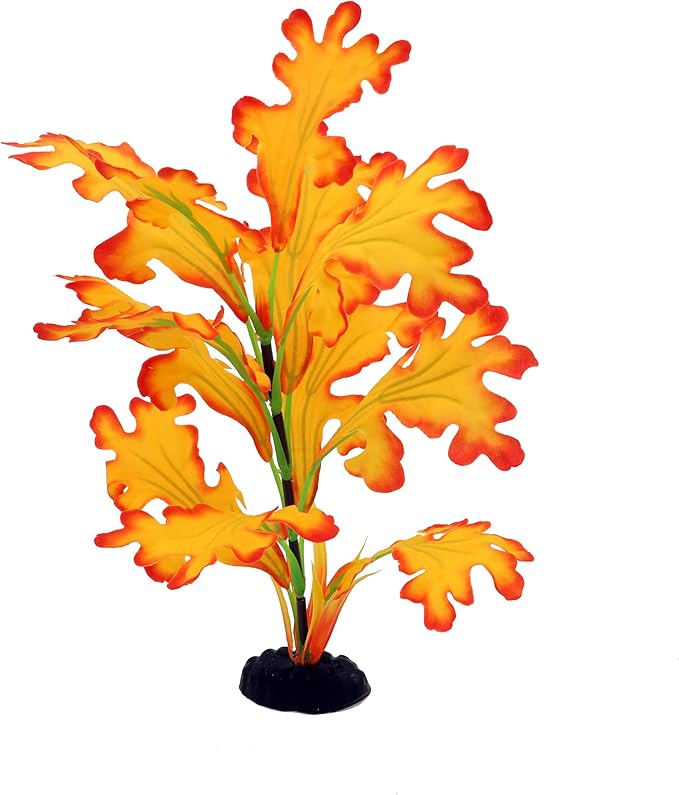 2-Pack 12 Inch Aquarium Silk Aquarium Plants, Artificial Plastic Plant for Small Tank, Goldfish, Fish Hides (Yellow, 12 Inch)-PurrikoPets