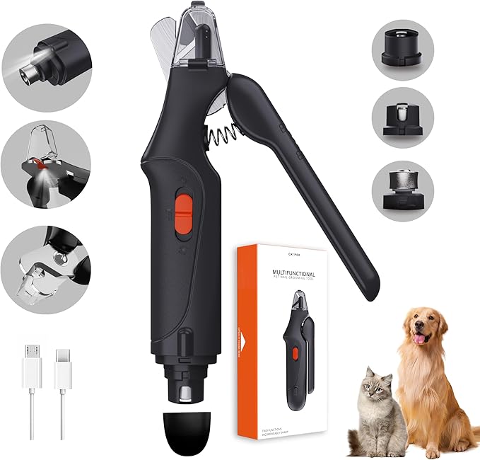 2-in-1 Dog Nail Clippers & Cat Nail Clippers Trimmers for Large Medium Small Dogs Cats Claw Trimmer Quick Sensor and Safety Guard USB Rechargeable with 2 LED Lights Dogs Nail Trimmer-PurrikoPets