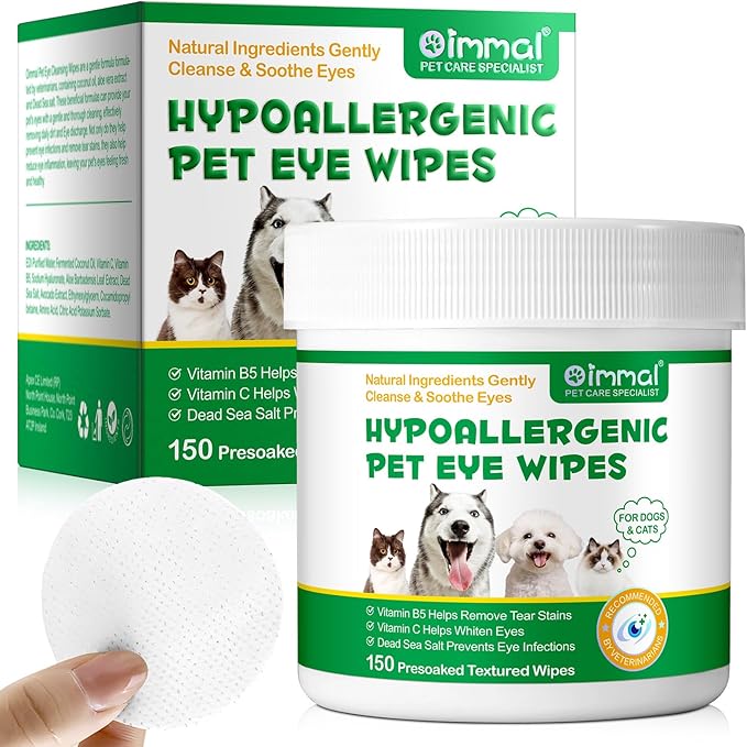 Dog Eye Wipes, 150PCs Eye Cleaning Wipes for Dogs & Cats Remove Dog Tear Stain, Dried Mucus Secretions, Discharge & Crust, Cleaning Wipe - Pet Gentle Care Supplies Diposable Wipes for Eyes, Face, Paws-PurrikoPets