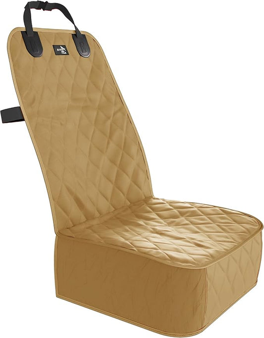 Active Pets Dog Car Seat Cover, Waterproof Front Seat Protector for SUV Truck Sedan, Pet Safety Travel Comfort System with Universal Fit, Beige-PurrikoPets