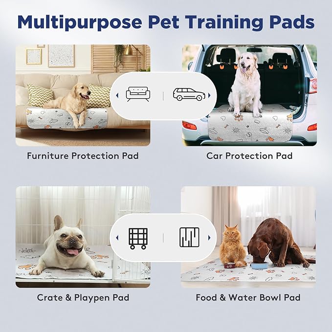 FURTIME Washable Pee Pads for Dogs, 2 Pack Large 41''x41'' Super Absorbent Reusable Dog Training Pads, 100% Waterproof Non-Slip Whelping Playpen Crate Mat Bed Products Gray (Gray Puppy Pads-41x41)-PurrikoPets