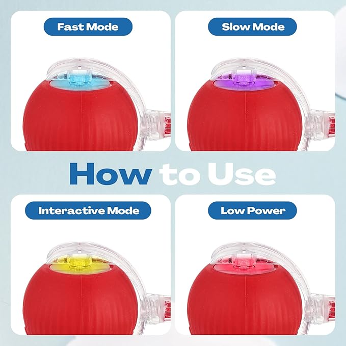 2 Pcs Interactive Rolling Cat Dog Toy Ball, Electric Cat Ball Toy Smart Automatic Self Rolling Dog Ball Toys, 360° Smart Rolling Ball Toy Electric Balls for Dog Cat (Red)-PurrikoPets