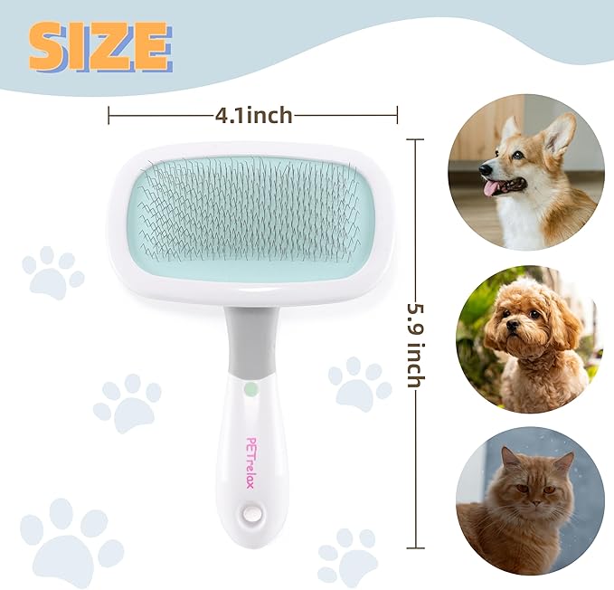 360°Rotating Dog and Cat Brush with Soft Pins Gentle Slicker Brush for Small Dogs Puppies Yorkies Poodles Cats Removes Loose Fur-PurrikoPets
