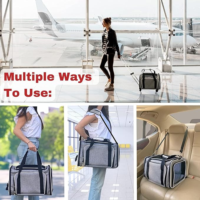 Airline Approved Expandable Premium Pet Carrier on Wheels- Two Sided Expandable Rolling Carrier- Designed for Dogs & Cats- Extra Spacious Soft Lined Carrier! - Light Blue-PurrikoPets