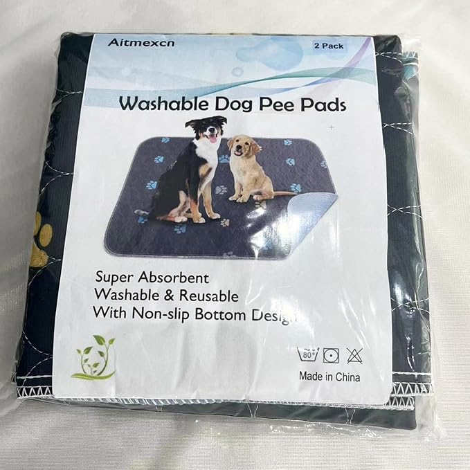 Aitmexcn Washable Puppy Dog Pee Pad, 2PCS 100% Waterproof Whelping Training Mat for Puppy/Senior Dog, Fast Drying Reusable Puppy Pads for Indoor, Outdoor and Car Travel- 32'' x 36''-PurrikoPets