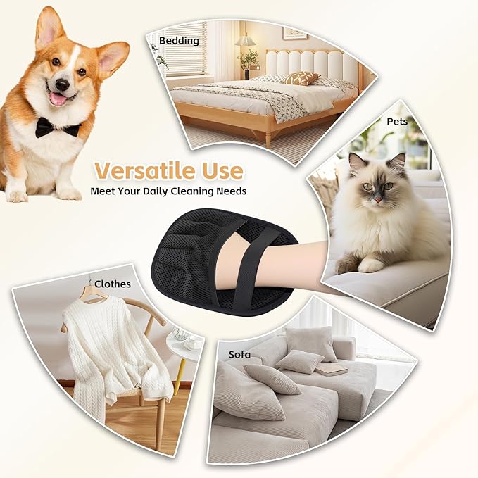 Electrostatic Pet Hair Remover Glove-Furniture/Couch/Carpet/Car Seat Hair Removal, Efficient Pet Grooming Glove for Dogs & Cats, Washable Reusable Static Removal Gloves for Pet Hair-PurrikoPets