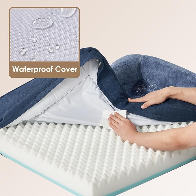 EHEYCIGA Memory Foam Dog Bed for Large Sized, Orthopedic Dog Sofa with Sides and Waterproof Liner, Washable Bolster Pet Couch with Removable Cover, 36x27x7 Inch, Navy-PurrikoPets