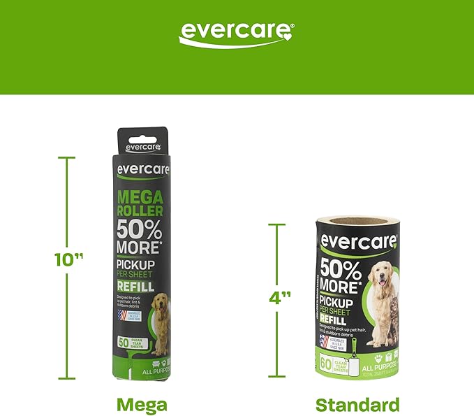 Evercare Ultra Sticky Pet Mega Lint Roller Value Pack with Lint Roller and 2 Refill Rolls, 50 Sheets Each-PurrikoPets