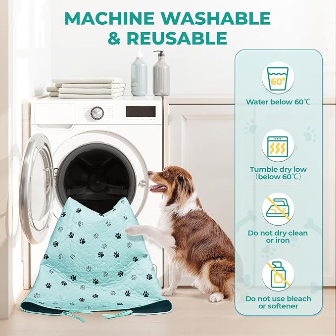 Fostanfly Washable Pee Pads for Dogs, 2 Pack Large 31"x36" Ultra-Absorbent and Leak-Proof Non-Slip Reusable Potty Training Pads for Dogs, Cats, Puppy, Potty of Add 8 Lanyards, Green-PurrikoPets