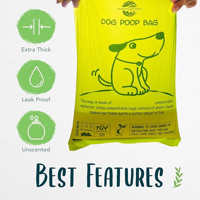 60 Count Compostable Dog Poop Bags, Extra Thick, Leak Proof, Unscented, Eco-Friendly, 9 x 13 Inches-PurrikoPets