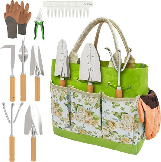20-Piece Gardening Tools with Fashion and Durable Storage Bag - Heavy Duty Garden Tools Stainless Steel Rust-Proof Ergonomic Garden Tool Set - Ideal Gifts for Women and Men - Portable Gardening Kit-PurrikoPets