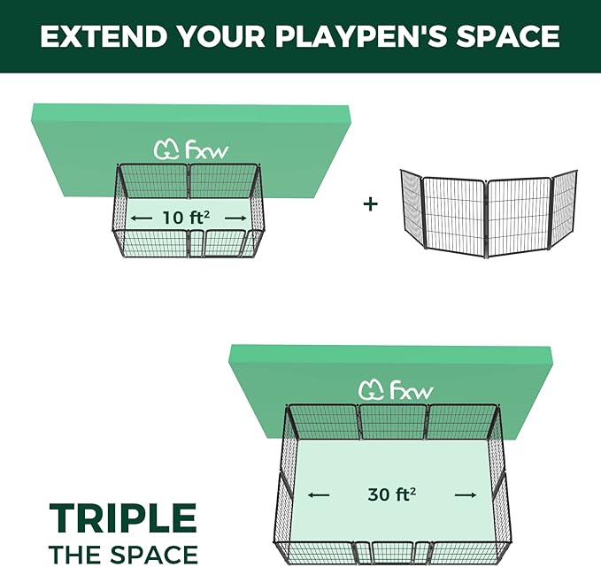 FXW Homeplus Unleashed Indoor Dog Playpen - Stress-Free and Safe Play, Heavy Duty 32 Inch 4 Wire Panels Dog Pen for Small and Medium Dogs, Black│Patented-PurrikoPets