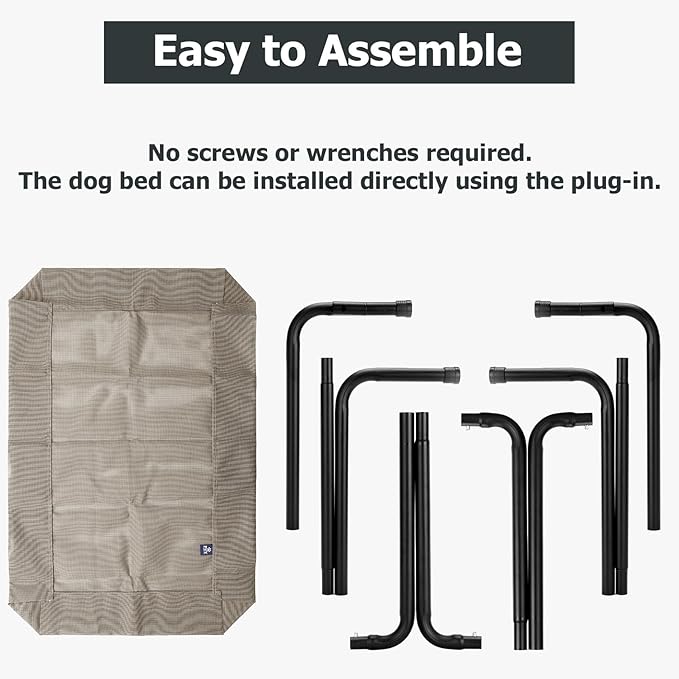 Elevated Dog Bed for Outdoor, XXL Raised Dog Cot Indestructible with Washable Mesh, Cooling Summer Pet Cot Chew Proof for Outside Camping Travel, 51 inch Brown-PurrikoPets