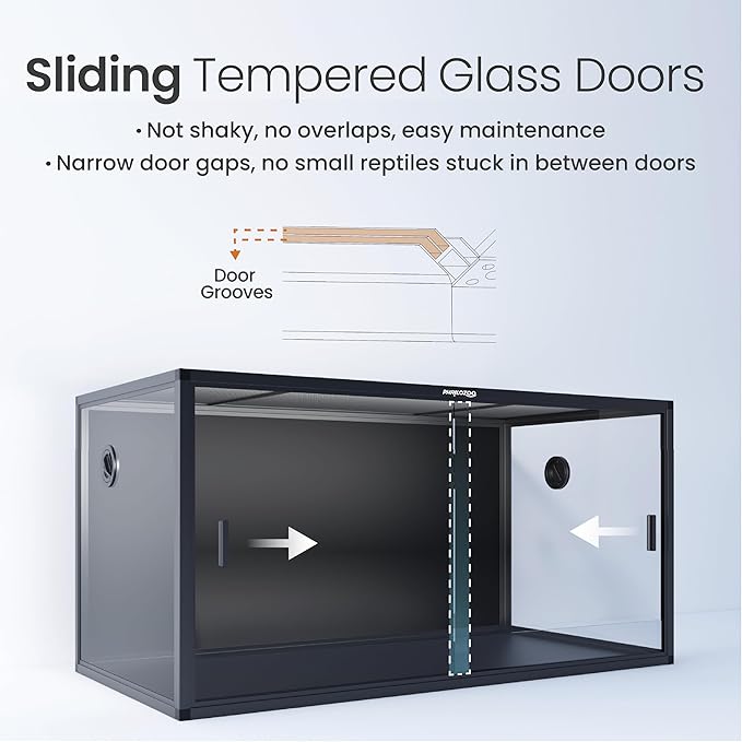 120 Gallon Bearded Dragon Tank,48" x 24" x 24" Reptile Tank with Sliding Door Top Screen Ventilation, Front Opening Reptile Enclosure for Easy Maintenance-PurrikoPets