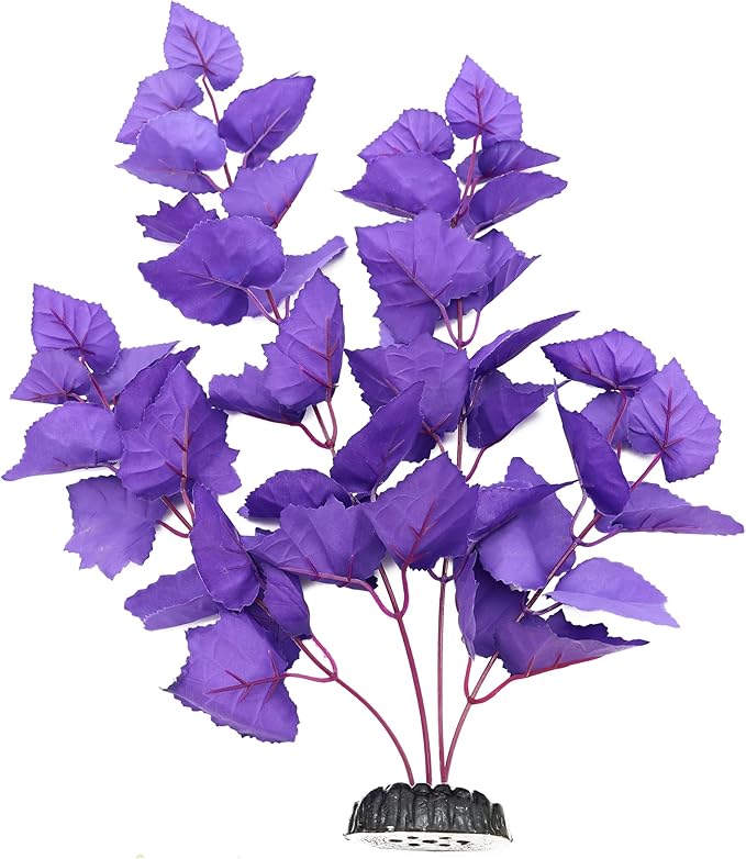 ALEGI Silk Aquarium Plants, 16 Inch Artificial Silk Plants Decorations for Fish Tank,Aquarium Décor Plastic Plants (Purple, 2 Pack)-PurrikoPets