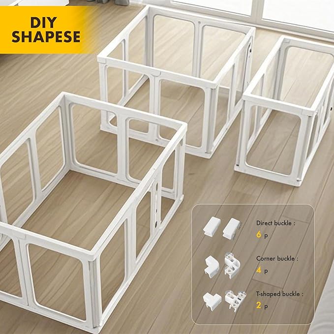 Acrylic Dog Playpen-Clear Dog Play Pen Indoor for Puppy-24”H 10Panels Transparent Pet Fence for Small Animals Rabbit Cat Ferret Whelping Crate Enclosure Cage Kennel with Easy Assembly-PurrikoPets