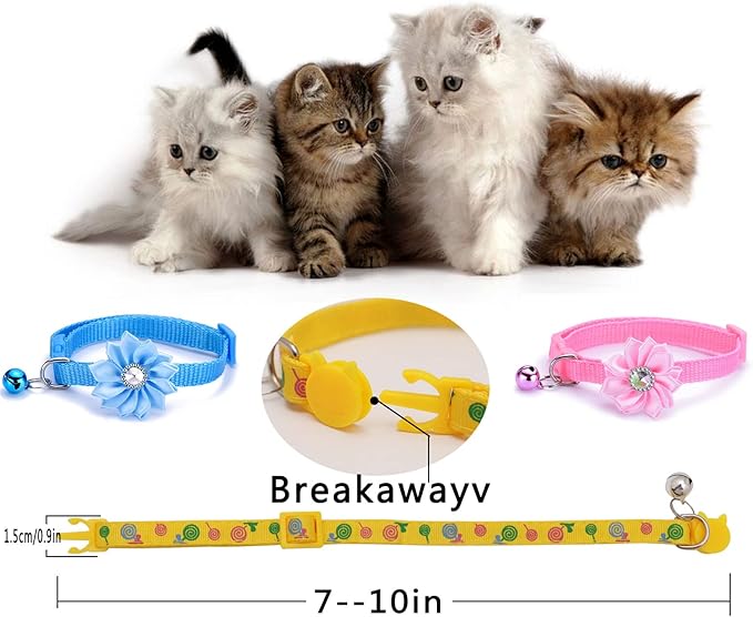 16 PCS Cute Cat Collars Breakaway with Bell for Boy Cats and Girl Cats Gifts-PurrikoPets