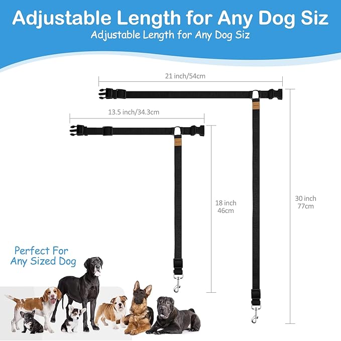 3 Pack Dog Seat Belt for Car, Car Headrest Restraint Adjustable Nylon Fabric, Dog Restraints Vehicle Seatbelts Harness (Black & Red & Purple)-PurrikoPets