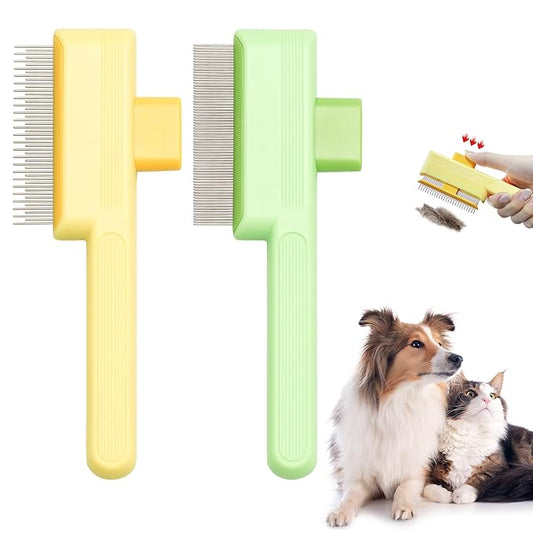 Flea Comb for Cats & Dogs Brush for Shedding Self Cleaning Pet Comb Lice Comb with Long & Short Stainless Steel Teeth Pet Hair Removal Tool 2025-PurrikoPets