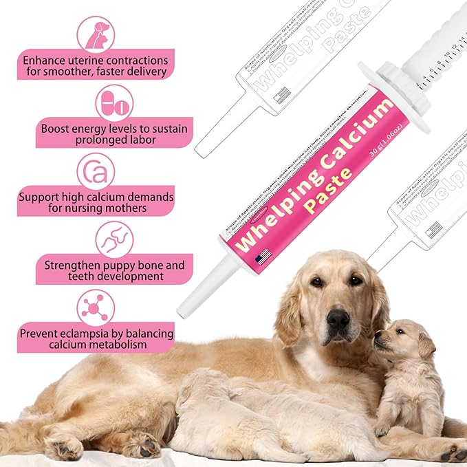 4 in 1 Whelping Kit for Dogs - Whelping Calcium Paste, Probiotic Paste, Fading Puppy Support & Puppy Milk Replacer - Essential Dog Whelping Supplies for Safe Delivery, Strong Puppies & Nursing Support-PurrikoPets