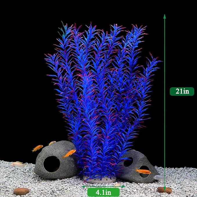 DSkoiph 2 pcs Aquarium Decor Plastic Plants Extra Large 21 Inches Artificial Fish Tank Plants Tall Fish Tank Decorations Artificial Green Water Plants (Purple)-PurrikoPets
