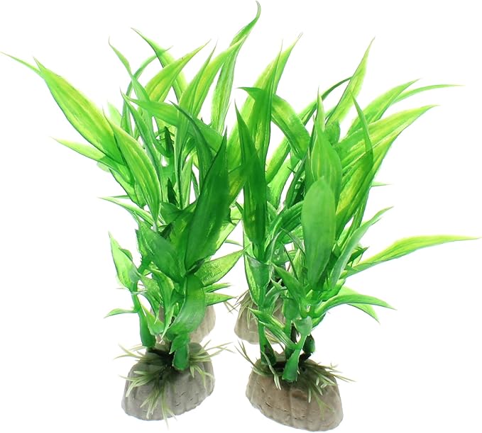 4 Pcs Green Artificial Plastic Plants Fish Tank Plants Fish Aquarium Decoration-PurrikoPets