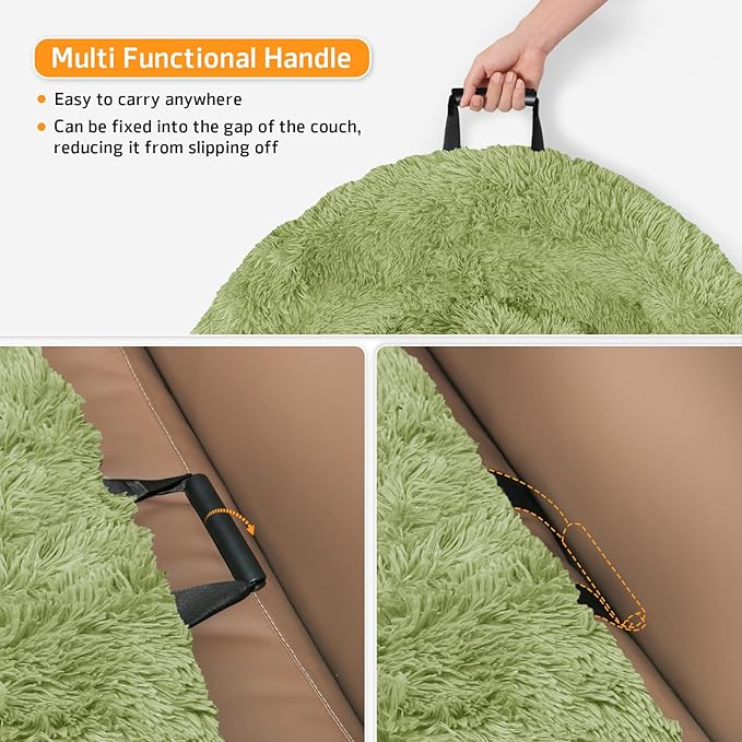 GGIB Calming Dog Bed Fluffy Plush Dog Mat for Furniture Protector with Removable Washable Cover for Large Medium Small Dogs and Cats (Large, Grass Green)-PurrikoPets