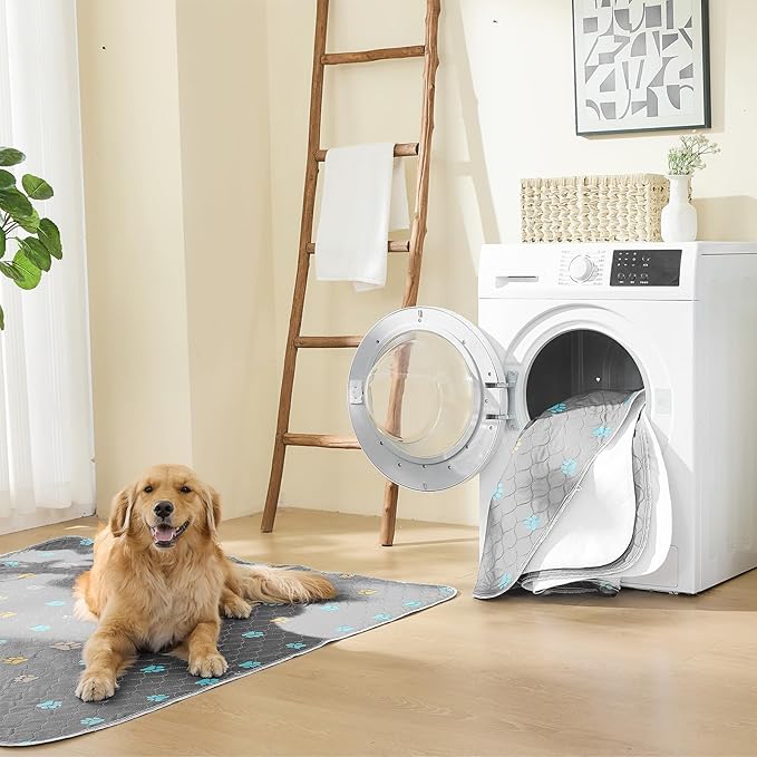 Aitmexcn Washable Puppy Dog Pee Pad, 100% Waterproof Whelping Training Mat for Puppy/Senior Dog, Fast Drying Reusable Puppy Pads for Indoor, Outdoor and Car Travel- 72'' x 72'' Llight Gray 1PC-PurrikoPets