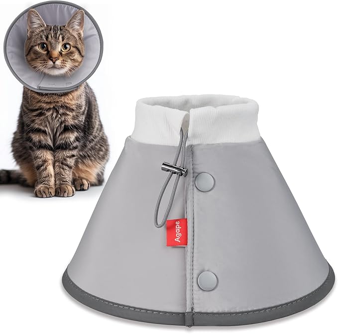 Agape Soft Cone for Cats & Small Dogs, Comfy Pet Cone to Stop Licking, Adjustable Cat E Collar Alternative After Surgery, Protective Elizabethan Collar for Pup & Kitty, Water Repellent Recovery Cone-PurrikoPets