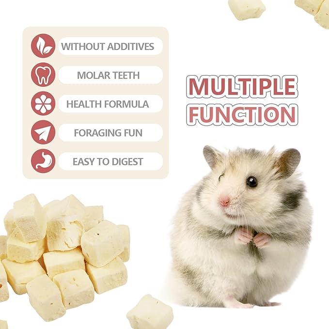 Abizoo Freeze Dried Tofu for Hamsters High Protein Low Fat & Balanced Minerals Grain Free Single Ingredient Natural Treats Enrichment Snacks for Rabbits, Guinea Pigs & Small Pets-PurrikoPets