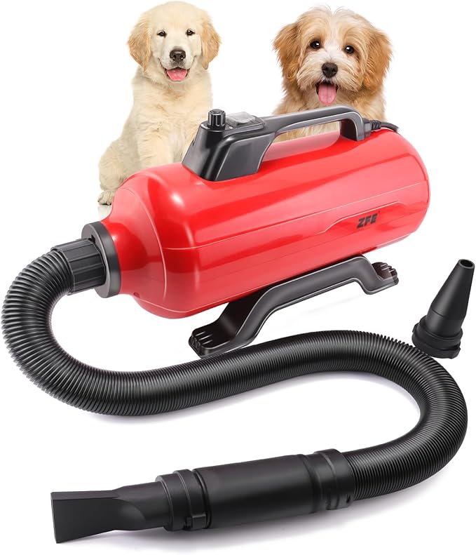 Dog Pet Dryer, 3000W High Velocity Pet Dryer Adjustable Speed Dog Grooming Blower Double Motor, Pet Grooming Hair Drying(4HP), Hot Air Dog Hair Dryer Blower with 2 Nozzle-PurrikoPets