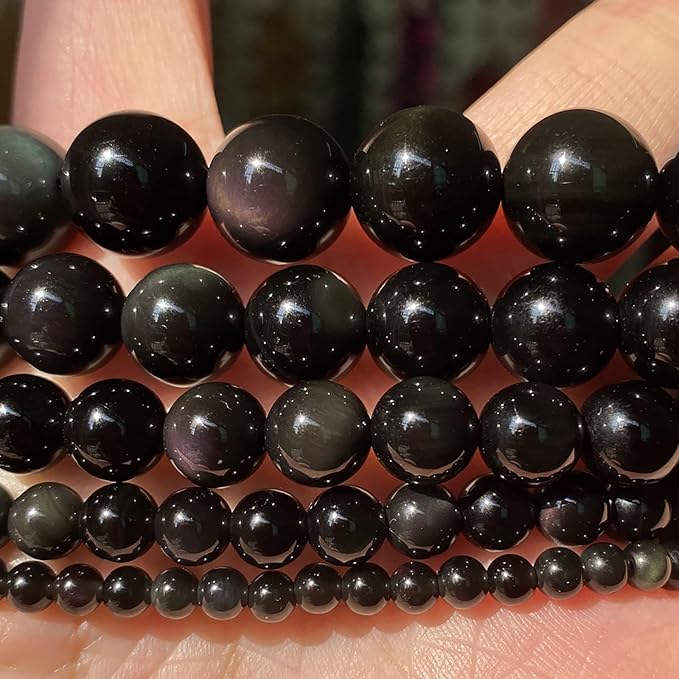 45PCS 8mm AAA Natural Black Obsidian Stone Beads Gemstone Round Loose Beads for Jewelry Making DIY Bracelet Necklace 15" Inch