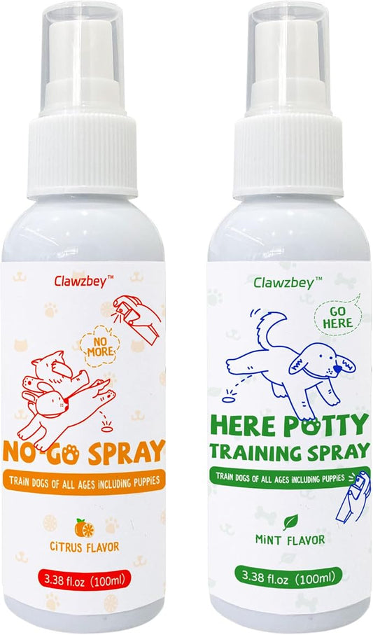 Dog Potty Spray Set, No-Go Spray & Potty Training Spray, Puppy Essentials, Stops Urination & Marking, Indoor and Outdoor Use (3.38 fl oz)-PurrikoPets