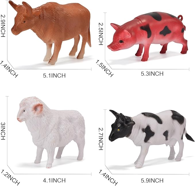 12 Pack Large Farm Animals Toys for Kids 3-5 Year Old Toddlers 1-3 Realistic Plastic Farm Animal Figures Playset Animal Poultry for Learning-PurrikoPets