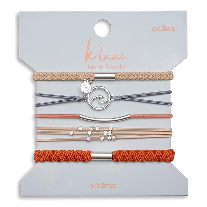 K'lani Hair Tie Bracelets for Women - Elastic Hair Bands That Double as Stylish Jewelry - Celebrate - Large