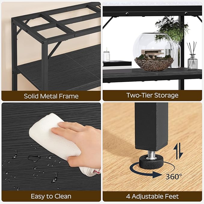 20 Gallon Fish Tank Stand, Aquarium Stand with 2-Tier Storage Shelves, Heavy Duty Breeder Turtle Terrarium Stand Rack for Home Office, 24.0" L x 11.8" W x 24.4" H, Black FTBK2001-PurrikoPets