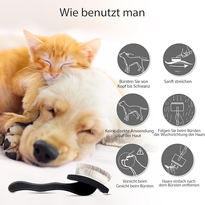 Dog Slicker Brush for Shedding and Grooming Medium or Long Haired Cats, Extra Long & Soft Pin Slicker Brush for Removes Loose Hair, Tangles, Knots, Undercoat, Free Pet Comb, Large Black-PurrikoPets