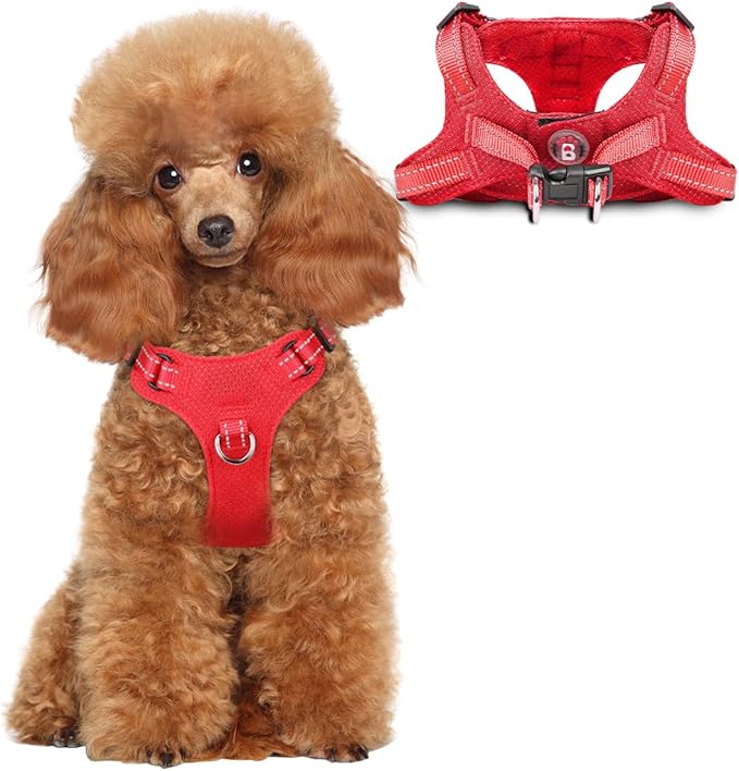 Dog Harness Step in Dog Vest Harness, Reflective Adjustable Puppy No Pull Harness Breathable Soft for Small and Medium Dogs Cats, Red, XS-PurrikoPets
