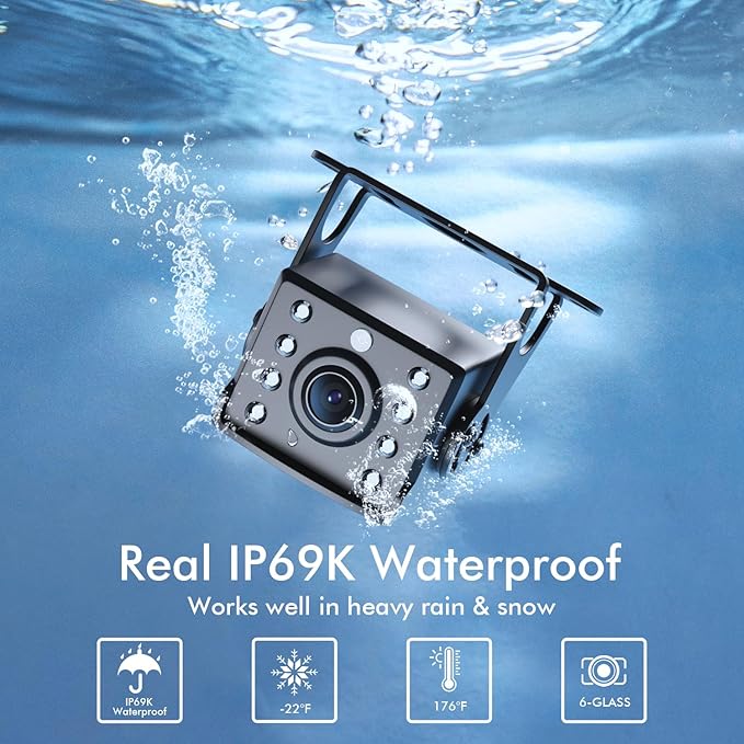 Dual RV Backup Camera Plug and Play, 7'' Backup Camera for Truck Trailer, No Delay, 1080P HD, 2 Channels, 150° Wide Angle, DIY Guide Lines, Night Vision, IP69 Rear View Camera-PurrikoPets