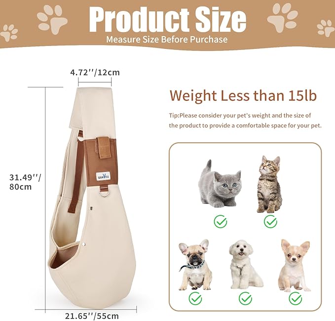 Dog Sling Carrier for Small Dogs - Front Dog Carrier with Adjustable Strap - Hands Free Pet Papoose Bag for Chest - Suitable for Puppy, Small Dogs, and Cats for Outdoor Travel,15 lbs-PurrikoPets