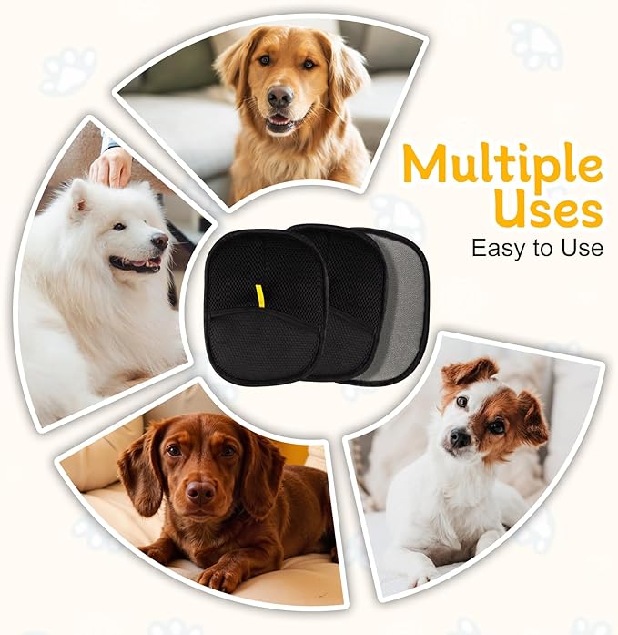 3 PCS Pet Hair Remover Electrostatic Gloves, Pet Hair Removal Gloves, Reusable Cat & Dog Hair Remover for Couch, Furniture, Carpet, Car Seat, Animal Fur Removal Tool, Cat Grooming Gloves-PurrikoPets