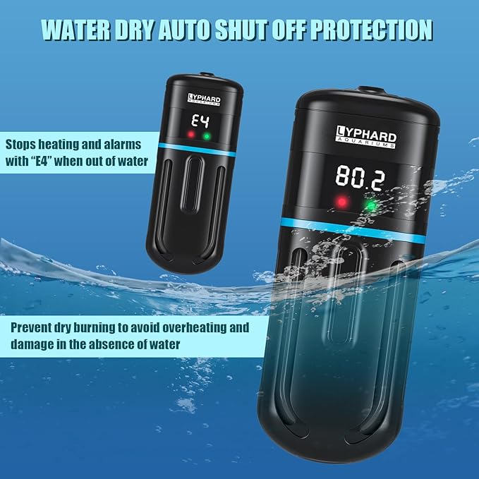 Electronic Aquarium Heater, 300W Small Fish Tank Heater, Adjustable Submersible Heater PID Temperature Control with LED Digital, Water Dry Automatic Shut Off for Fresh Seawater-PurrikoPets