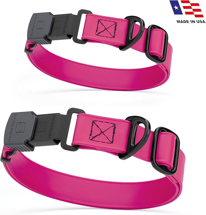 Dogline Biothane Waterproof Dog Collar with Herm Sprenger Stainless Steel Quick Release Buckle – Heavy Duty Tactical Durable Collar for Dogs – Comfortable and Safe Pet Collar, W 1" L 15-25", Magenta-PurrikoPets