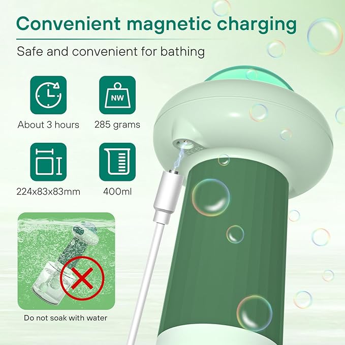 Dog Shampoo Dispenser, UFO Dog Shampoo Sprayer, Electric Foaming Shampoo Dispenser for Dog and Cat Washing, for Bathtub, Kitchen Sink, Bathroom Cleaning, Green-PurrikoPets