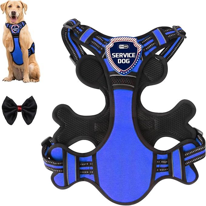 Dog Harness, Adjustable Reflective Dog Vest No Pull Dog Harness with Badge and Bow Tie for Puppy Small Medium Large Dogs-PurrikoPets