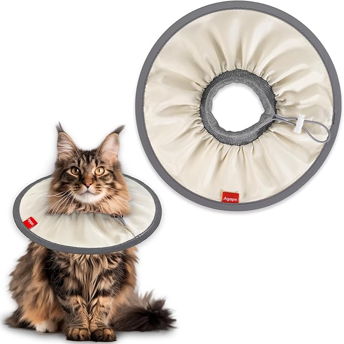 Agape Soft Cat Cone, Comfy Collar to Stop Licking & Scratching, Lightweight Recovery Collar for Cats After Surgery, Adjustable Elizabethan Collar for Neuter Recovery, Waterproof Neck Cones for Cats-PurrikoPets
